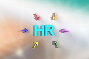 Hr human resource font alarm arrow red yellow purple blue pink color symbol strategy customer teamwork employer staff group company office recruitment  management professional leader career.3d render