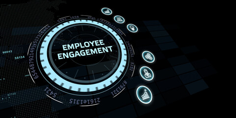 Business, Technology, Internet and network concept. virtual screen of the future and sees the inscription: Employee engagement