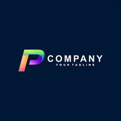 letter p gradient logo design