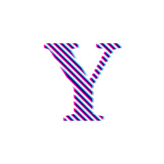 Obraz premium Capital letter Y, letter in purple embroidered fabric 