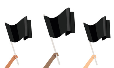 set of flags, black flags isolated