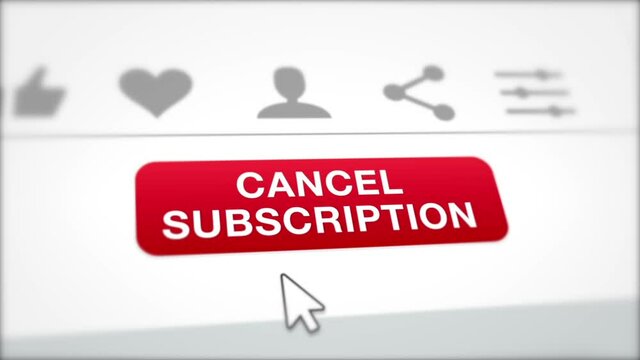 Cancel Subscription Mouse Cursor Clicking on the Button Closeup