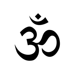 Yoga symbol. Om sign monochrome. Vector illustration isolation on a white background