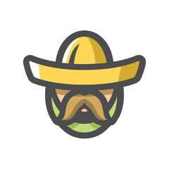 Mexican man in sombrero Vector Cartoon illustration