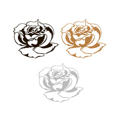 isolated element rose flower black white gold silver vector