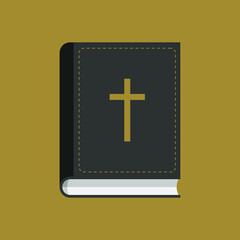 Fototapeta premium Bible flat design vector icon. Book with Christian cross.
