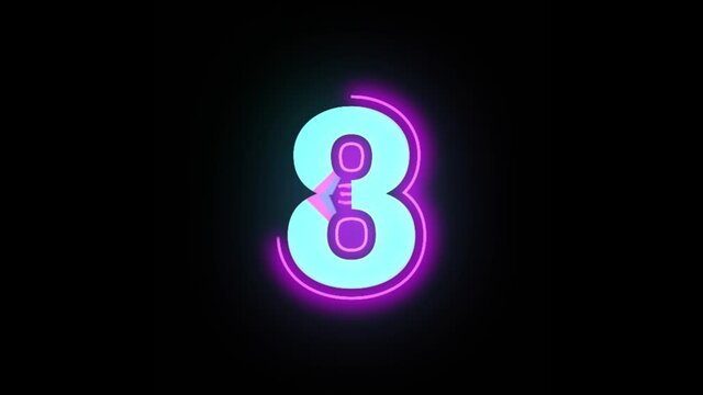 neon numbers countdown with black background