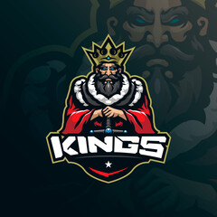 Kings mascot logo design vector with modern illustration concept style for badge, emblem and tshirt printing. Kings illustration for sport and esport team.