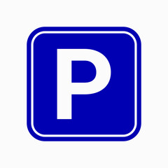 Blue parking sign. Vector illustration isolated on white background.