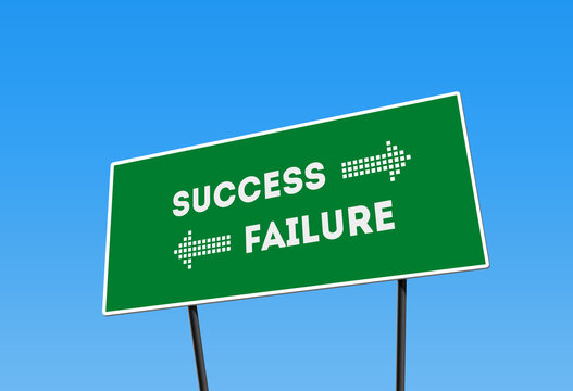 Success Failure Direction Billboard, green Street board with words failure and Success. conceptual image of success direction and failure direction.