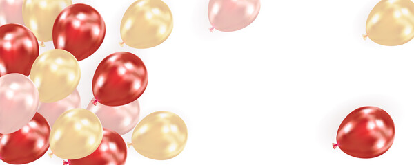 Festive background with air balloons. Holiday design for party, birthday, anniversary, Valentines day, wedding. Template for greeting card, banner, poster, invitation, flyer