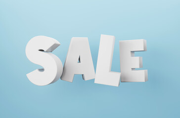 3D SALE word on blue background. 3d rendering. 