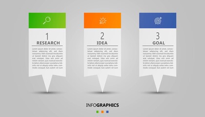 Business Infographic design template Vector with icons and 3 options or steps. Can be used for process diagram, presentations, workflow layout, banner, flow chart, info graph