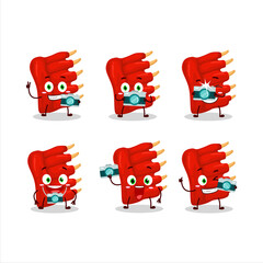 Photographer profession emoticon with beef ribs cartoon character