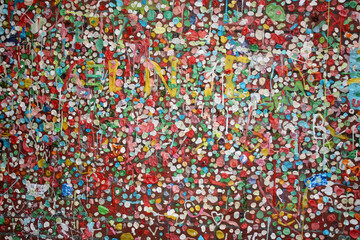 The Market Theater Gum Wall in downtown Seattle. A landmark in downtown Seattle, in Post Alley under Pike Place Market.