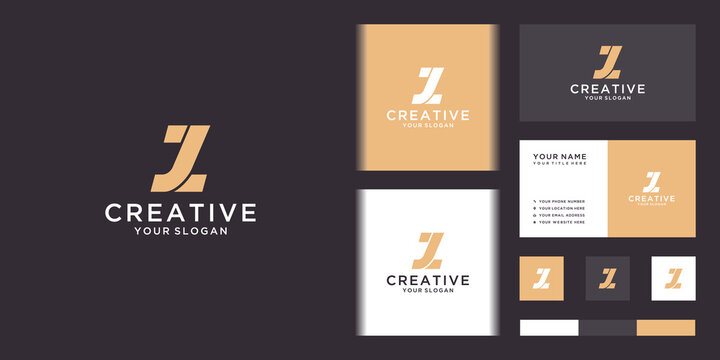 Letter jz logo design and business card template
