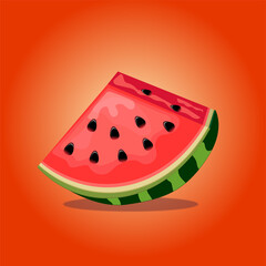 juicy watermelon slice with seeds for themed decorations