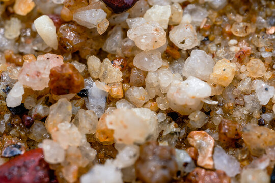Macro close-up of gravel stones on the beach by the sea