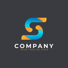 Creative Initial Letter S Logo Design. Yellow and Blue Geometric Arrow Shape. Usable for Business and Branding Logos. Flat Vector Logo Design Ideas Template Element. Eps10 Vector