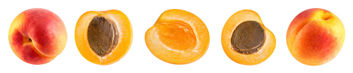 Apricot collection isolated on a white background. Apricot with clipping path