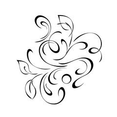 ornament 1677. unique decorative element with stylized leaves and curls black lines on a white background