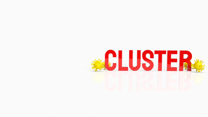 red cluster text for virus crisis concept 3d rendering