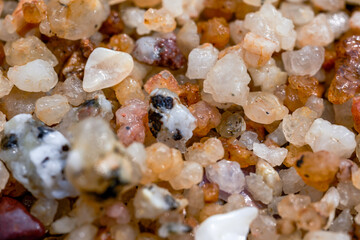 Macro close-up of gravel stones on the beach by the sea