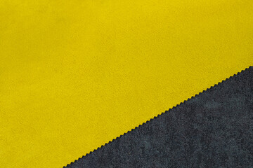 Expensive factory yellow suede upholstery fabric for furniture and clothing upholstery.