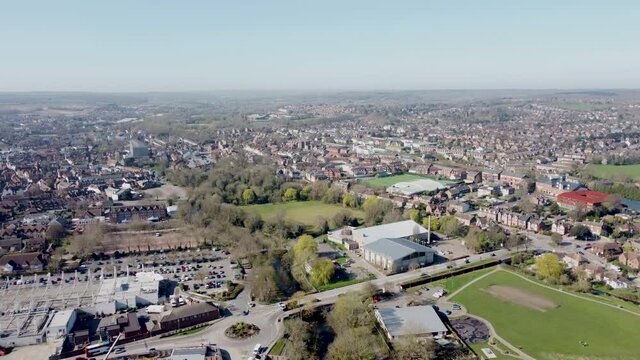 Flying a drone over a roundabout in Canterbury, England