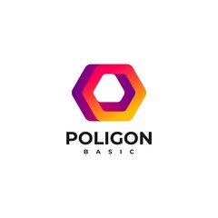 Vector Logo Illustration Polygon Gradient Colorful.