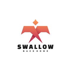 Obraz premium Vector Logo Illustration Swallow Gradient Colorful.