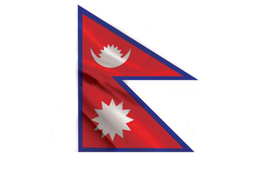 Nepali flag with red and blue color border 3d illustration on white background