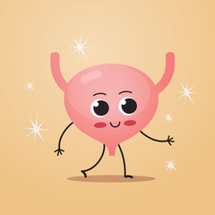 cute urinary bladder character funny human internal mascot organ anatomy healthcare medical concept
