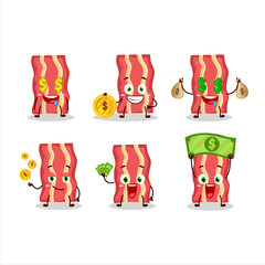 Bacon cartoon character with cute emoticon bring money