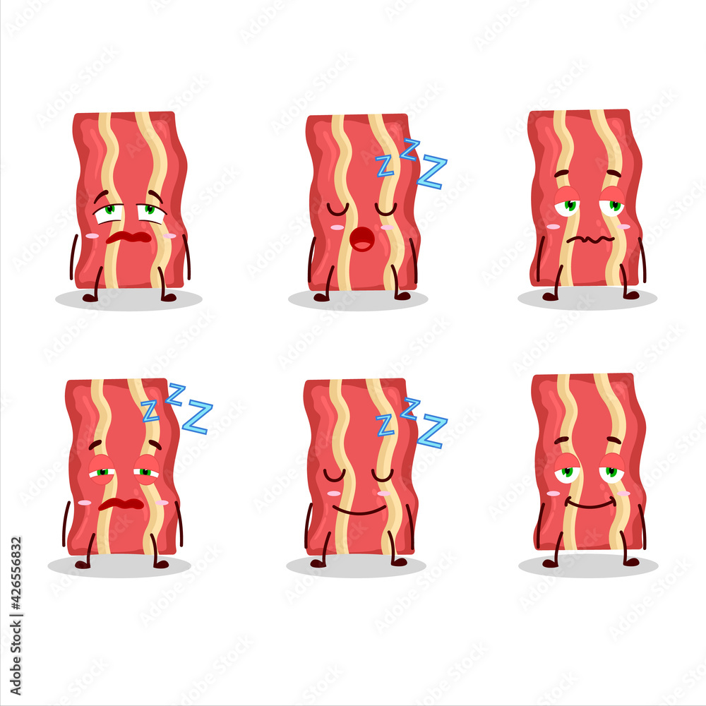 Wall mural Cartoon character of bacon with sleepy expression