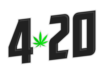 420 Cannabis Day Time, Marijuana Leaf vector design.