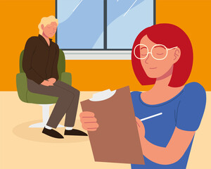 psychologist counseling patient