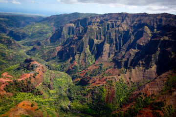 Aerial view of Na Pali Coast in Kauai, Hawaii