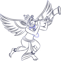 Wall painting of flying Gandharva, God's servant.