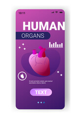 Naklejka premium anatomical heart structure human body internal organ anatomy healthcare medical concept smartphone screen mobile app vertical copy space