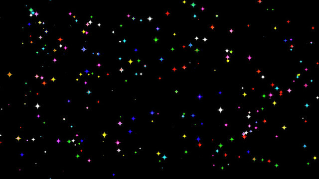 Illustration of colorful stars on a black background