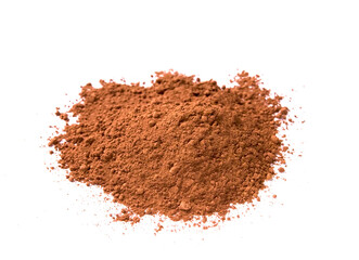 Pile cocoa powder isolated on white background