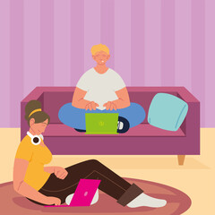 people working house