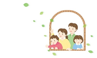 窓辺に集まる家族と新緑の風