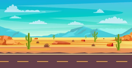 Zelfklevend Fotobehang desert landscape illustration © Rogatnev