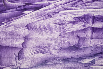 Fototapeta premium Abstract art background purple and white colors. Watercolor painting on canvas with violet strokes and splash.