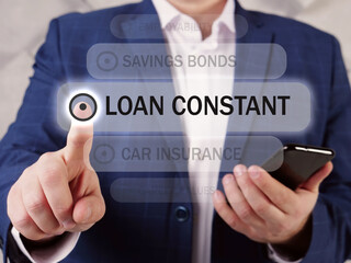 Select LOAN CONSTANT menu item. Modern Bookkeeping clerk use cell technologies.  A loan constant is a percentage that shows the annual debt service on a loan compared to its total principal value