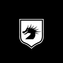 Dragon shield logo design isolated on dark background