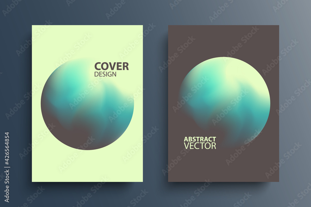 Aufkleber brochure cover template layouts with gradient orbs round shapes. futuristic abstract backgrounds wit