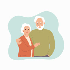 Fototapeta premium Elderly woman and man isolated. Vector flat style cartoon illustration.